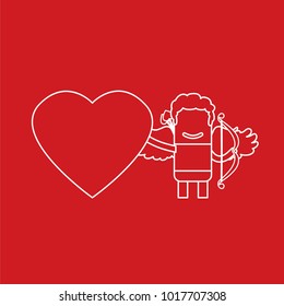 Cupid holding a heart shaped banner, vector illustration design. Love collection.