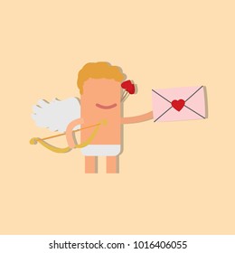 Cupid holding a love letter, vector illustration design. Cupid collection.