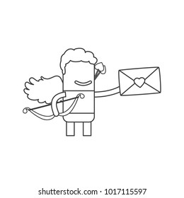 Cupid holding a love letter, vector illustration design. Love collection.