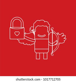 Cupid holding a padlock, vector illustration design. Love collection.