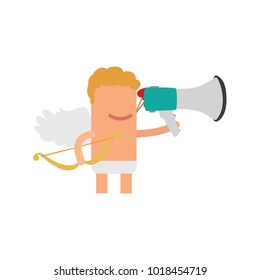 Cupid holding a speaker, vector illustration design. Love collection.