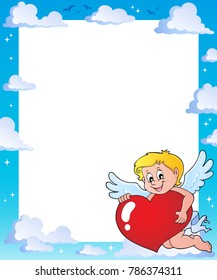 Cupid holding stylized heart frame 1 - eps10 vector illustration.