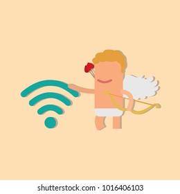 Cupid holding a wifi sign, vector illustration design. Cupid collection.