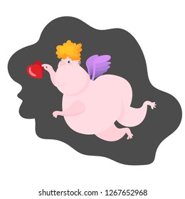 Cupid holds a heart