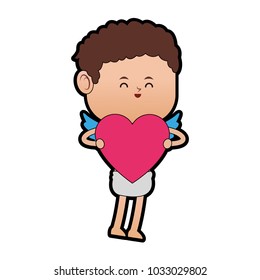 Cupid hugging heart