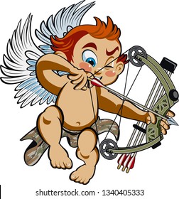 cupid hunting with compound bow