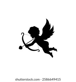 Cupid icon. Cupid with bow and arrow vector illustration.