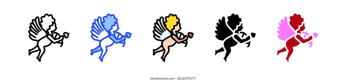Coleção De Ícones Cupidos Com Vários Estilos