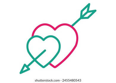 cupid icon. heart with arrows. icon related to wedding, valentine day. line icon style. wedding element illustration
