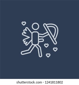 Cupid icon. Cupid linear design concept from Wedding and love collection. Simple element vector illustration on dark blue background.