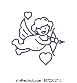 Cupid icon, linear isolated illustration, thin line vector, web design sign, outline concept symbol with editable stroke on white background.