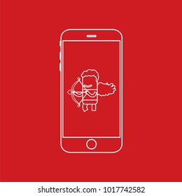 Cupid icon in a smartphone, vector illustration design. Love collection.