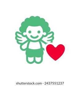 cupid icon or Valentines day symbol, holiday sign designed for celebration, vector trendy modern style.