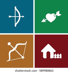 cupid icons set. Set of 4 cupid filled icons such as house, heart with arrow