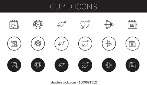 cupid icons set. Collection of cupid with valentines day. Editable and scalable cupid icons.