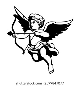 Cupid Illustration Flash Tattoo Drawing Isolated