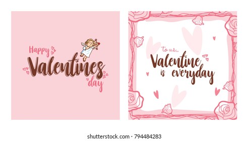Cupid inside frame for valentines day. Vector Illustration. Happy Valentines Day. Valentines Day Greeting Card.