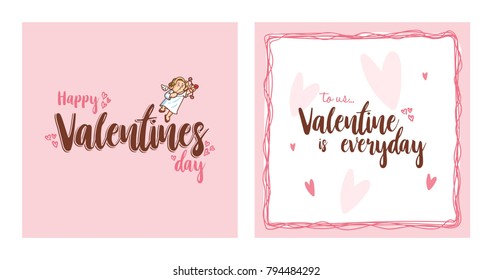 Cupid inside frame for valentines day. Vector Illustration. Happy Valentines Day. Valentines Day Greeting Card.