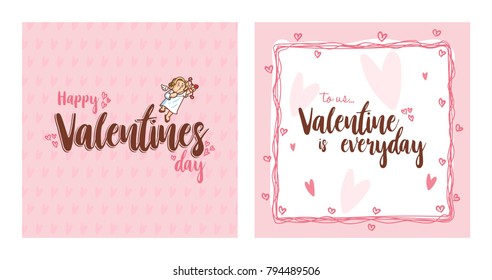 Cupid Inside Frame For Valentines Day. Vector Illustration. Happy Valentines Day. Valentines Day Greeting Card.