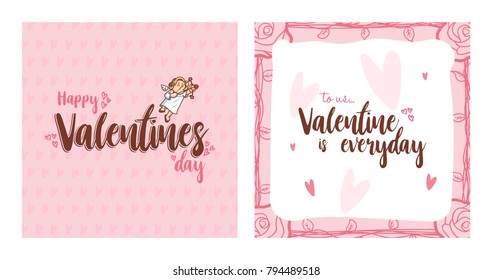 Cupid inside frame for valentines day. Vector Illustration. Happy Valentines Day. Valentines Day Greeting Card.