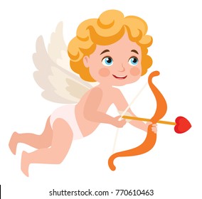 Cupid isolated on white background. Vector illustration.