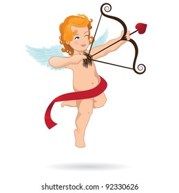 Cupid isolated on white EPS 8 vector, grouped for easy editing. No open shapes or strokes.