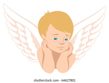 Cupid isolated on white. You can easily move his eyes to whatever direction you like in the vector file. 