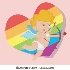 Cupid LGBT Flag Heart Background