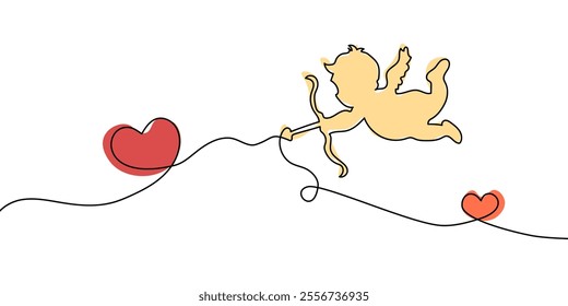 Cupid line and glyph icon, valentines day and angel, Cupid holding bow vector icon, vector graphics, continious line drawing