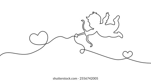 Cupid line and glyph icon, valentines day and angel, Cupid holding bow vector icon, vector graphics, continious line drawing