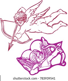 Cupid line vector isolated illustration