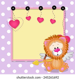 Cupid Lion with a bow on a background of frame 