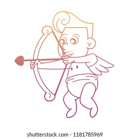 Cupid with love arch rainbow lines