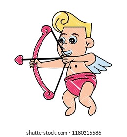 Cupid with love arch scribble