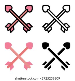 Icono De Flechas De Amor Cupido, Adecuado Para App Móviles, App De Web Y Medios Impresos. Múltiples iconos de estilo, 