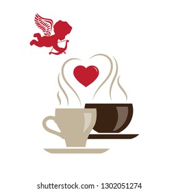 cupid love coffee, vector icon