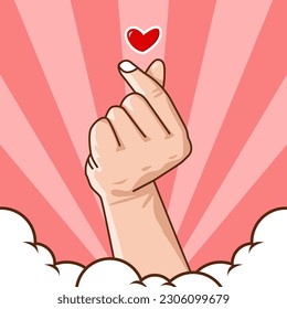 cupid love heart hand sign vector illustration for couple