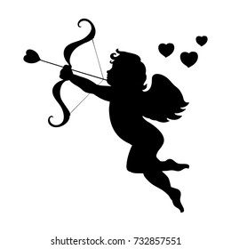 Cupid love silhouette ancient mythology fantasy. Vector illustration.