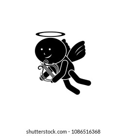 Cupid with lyre icon. Element of angel for mobile concept and web apps. Detailed Cupid with lyre icon can be used for web and mobile. Premium icon on white background