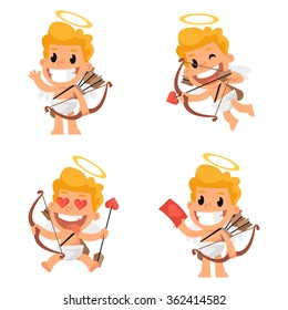 Cupid mascot in various positions