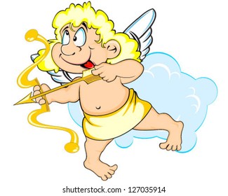 Cupid mischief in the clouds vector illustration