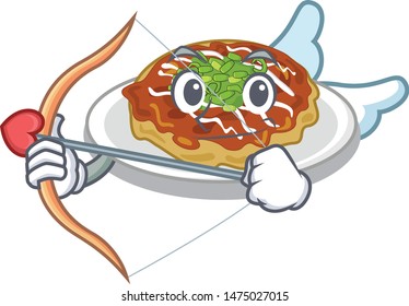 Cupid okonomiyaki is cooked in cartoon pan