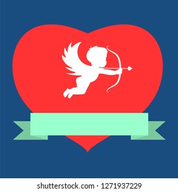 Cupid on the background of the heart