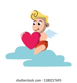 Cupid on cloud with heart