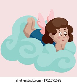 Cupid on a fluffy cloud 