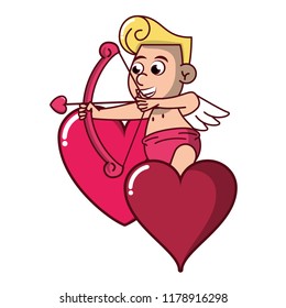 Cupid on hearts with arch