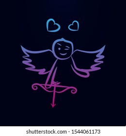 Cupid with onions sketch nolan icon. Simple thin line, outline vector of wedding icons for ui and ux, website or mobile application