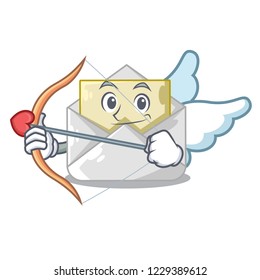 Cupid opened and closed envelopes shaped cartoon