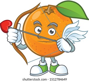 Cupid orange fruit cartoon with leaf green.