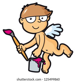 Cupid with paintbrush